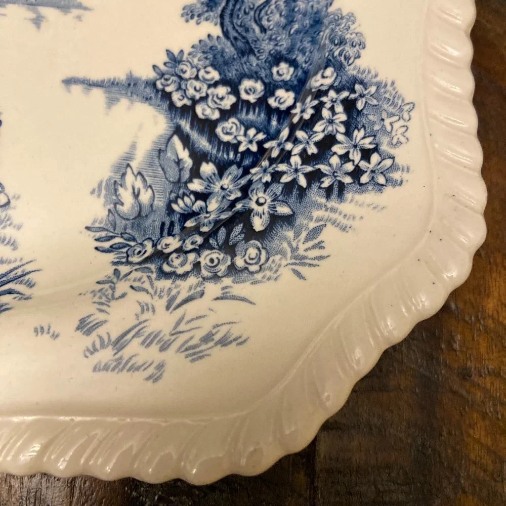 VINTAGE Johnson Bros Plate blue white